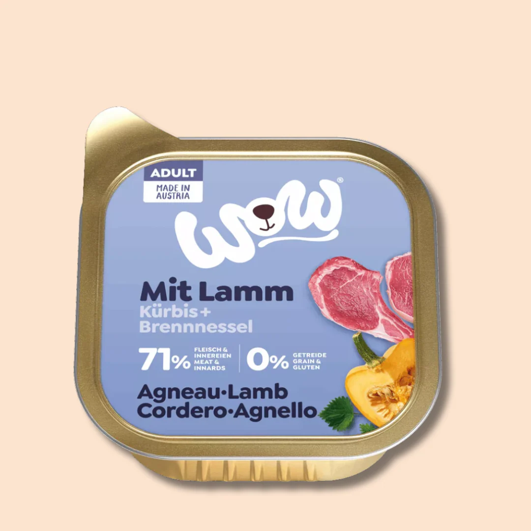 Pâtés -chiens adultes à l'agneau, citrouille et orties - 150 G