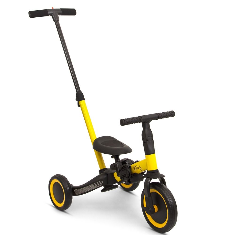 Vélo enfant 4 en 1 avec barre de poussée Gio jaune Billy – Image 5