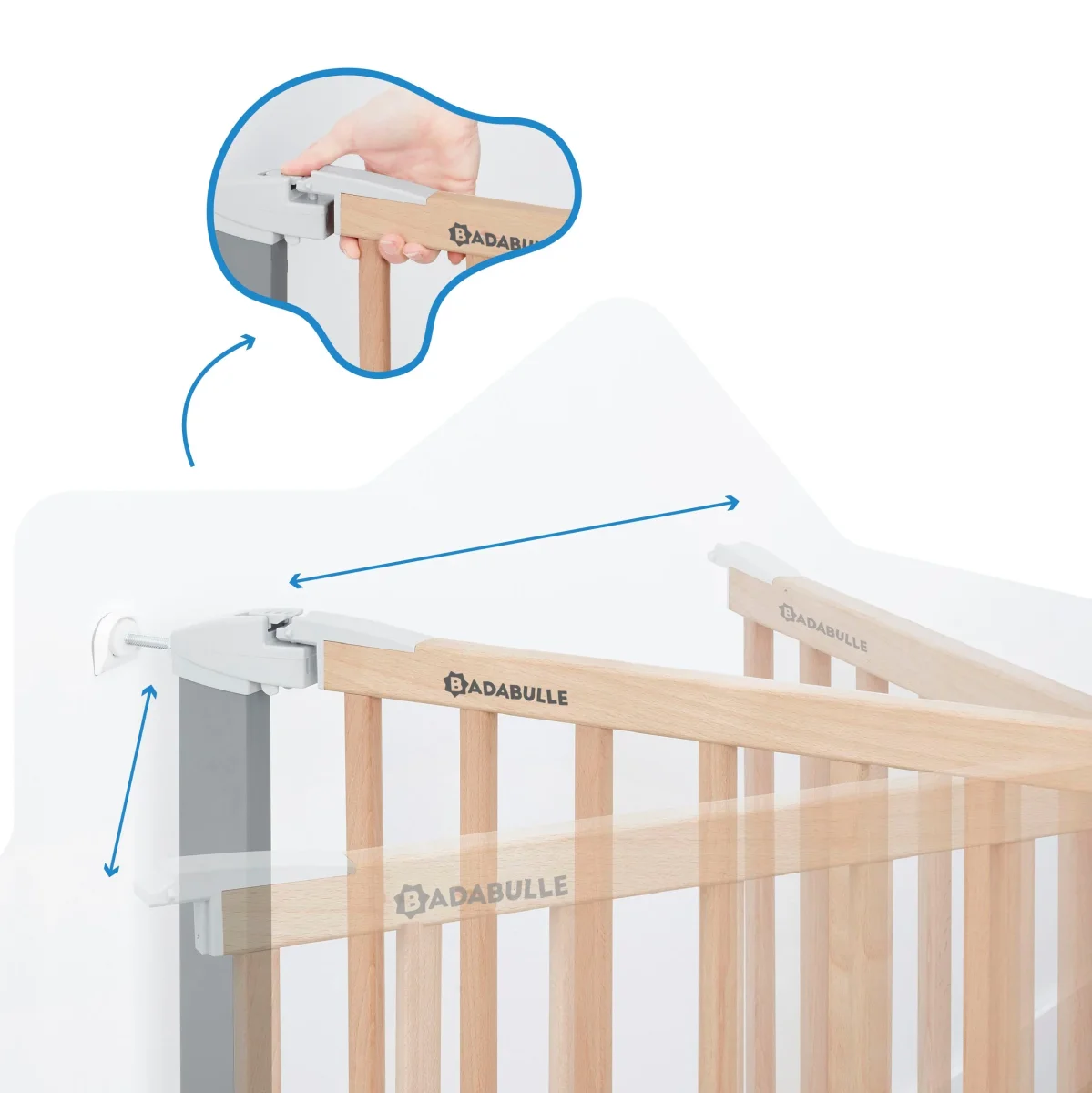 Barriere de sécurité, Fixation pression, Ouverture de 73 à 81,5cm jusqu'à 131.5cm avec extension - Safe & Lock – Image 9