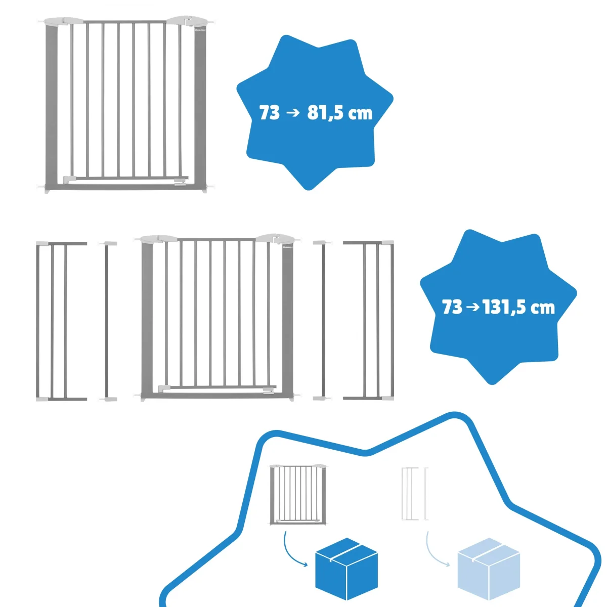Barriere de sécurité, Fixation pression, Ouverture de 73 à 81,5cm jusqu'à 131.5cm avec extension - Safe & Lock – Image 5