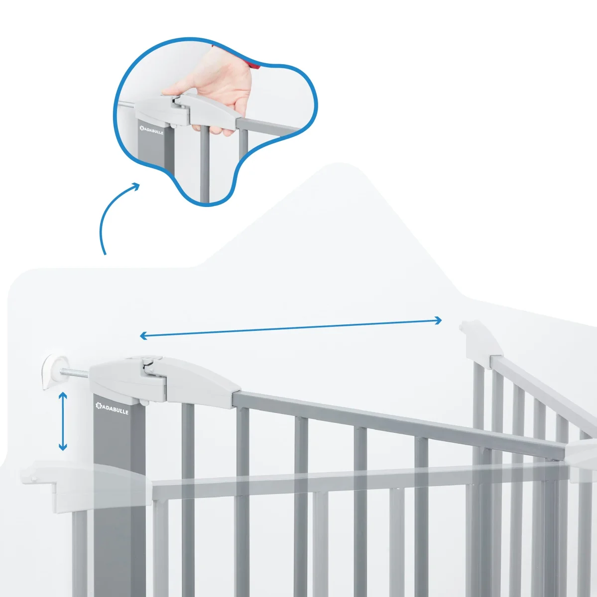 Barriere de sécurité, Fixation pression, Ouverture de 73 à 81,5cm jusqu'à 131.5cm avec extension - Safe & Lock – Image 7
